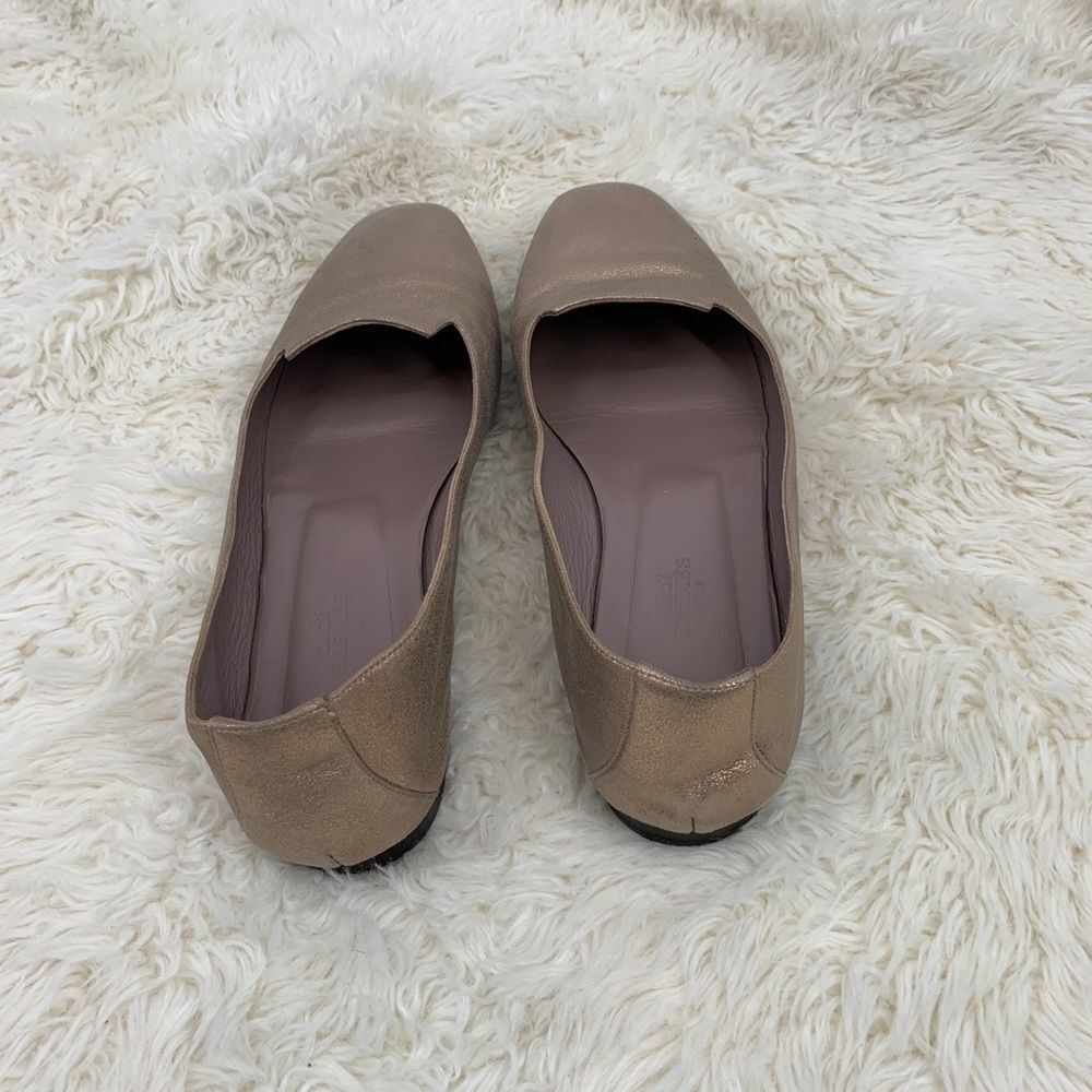 Hermès Gold Metallic Leather Smoking Slippers - Picture 5 of 11